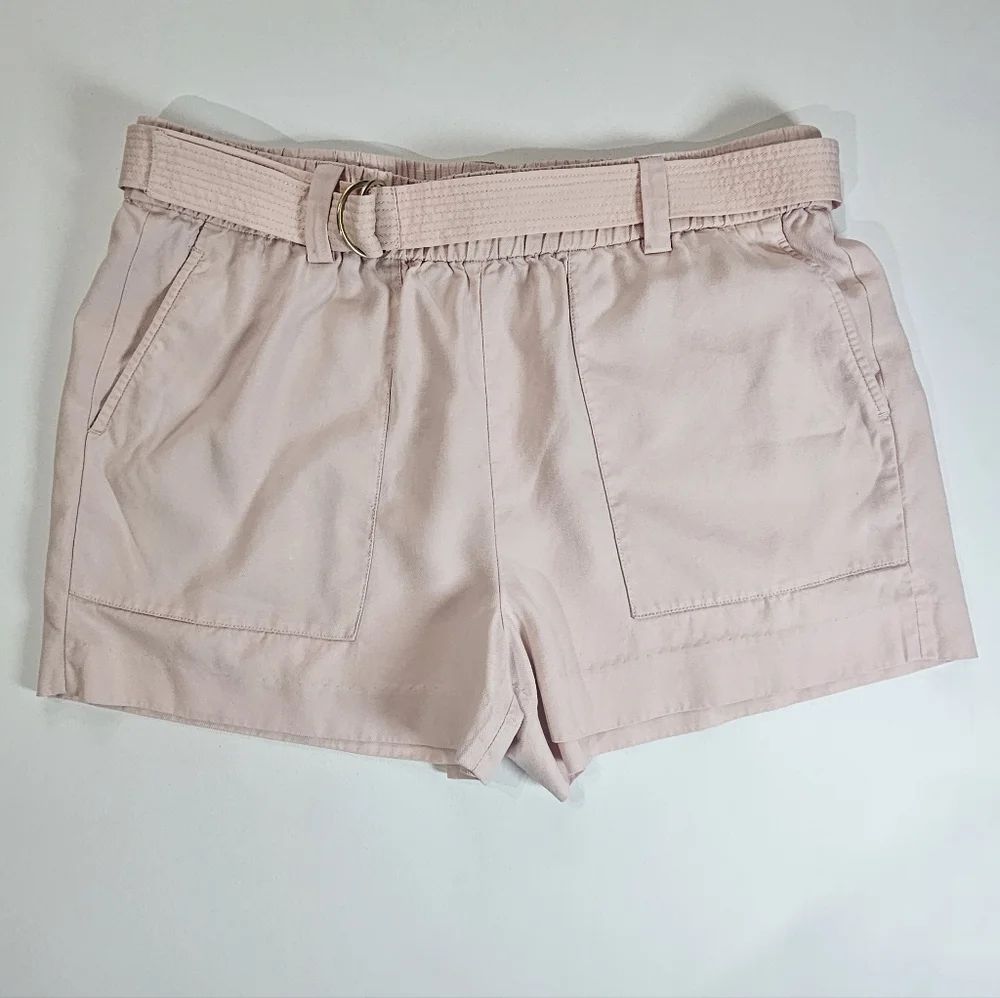 J. Crew Womens Shorts‎ Size Large Pink Belted Stretch Waist Summer Mini Preppy